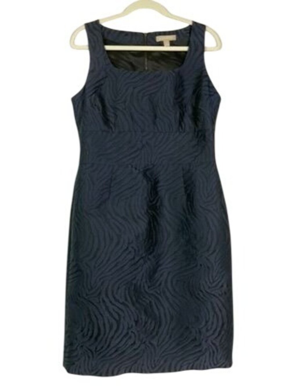 Banana Republic Black Navy Textured Sheath Dress Empire Waist Size 12 NWOT Lined